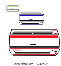  air conditioner icon for office in flat line style, vector