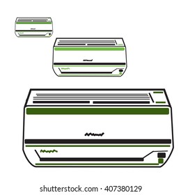  air conditioner icon for office in flat line style, vector