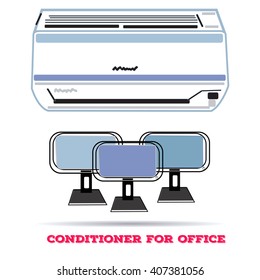  air conditioner icon for office in flat line style, vector