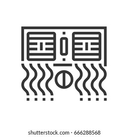 Air conditioner icon, part of the square icons, car service icon set. The illustration is a vector, editable stroke, thirty-two by thirty-two matrix grid, pixel perfect file.