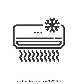 Air conditioner icon, part of the square icons, real estate icon set. The illustration is a vector, editable stroke, thirty-two by thirty-two matrix grid, pixel perfect file.