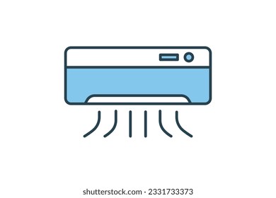 Klimagersymbol. Symbol für elektronische Haushaltsgeräte. Design des flachen Linien-Icon-Stils. Einfaches Vektordesign bearbeitet