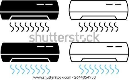Air conditioner icon set. climate management. Cool air and cooling symbol
