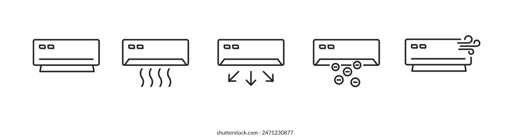 Air conditioner icon set. Fresh cold air. Vector illustration.