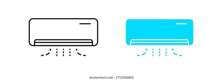 Icono del acondicionador de aire sobre fondo blanco. Aparato de refrigeración. Ilustración vectorial