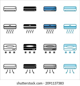 air conditioner icon set vector design template in white background