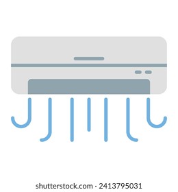 air conditioner icon vector or logo illustration flat color style 