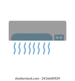 air conditioner icon vector or logo illustration flat color style 