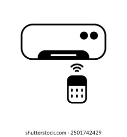 Icono de aire acondicionado con Vector de fondo blanco Ilustración de stock