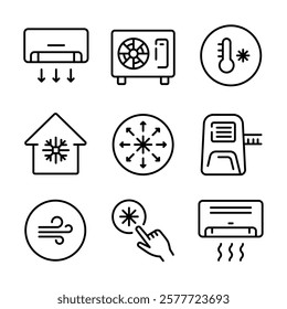 Air conditioner icons set. Home appliance. Electrical equipment. Vector line icons collection for your website, mobile, presentation, and logo design