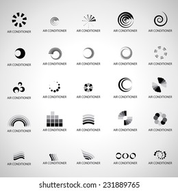 Air Conditioner Icons Set - Isolated On Gray Background - Vector Illustration, Graphic Design Editable For Your Design