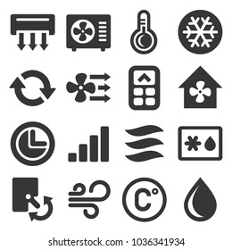 Air Conditioner Icons Set on White Background. Vector