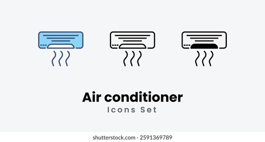 Air conditioner Icons set thin line and glyph vector icon illustration