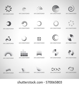 Air conditioner Icons Set-Isolated On Gray Background.Vector Illustration,Graphic Design.For App,Web Site,Print,Presentation Templates,Mobile Applications And Promotional Materials.Collection Of Vents