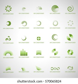 Air conditioner Icons Set-Isolated On Gray Background.Vector Illustration,Graphic Design.For App,Web Site,Print,Presentation Templates,Mobile Applications And Promotional Materials.Collection Of Vents