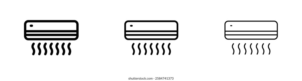 Air Conditioner icons in three different stroke lines