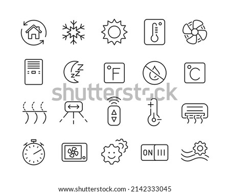 Air Conditioner Icons - Vector Line. Editable Stroke. 