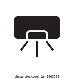 Air conditioner indoor symbol. Wall-mounted AC vector icon with airflow lines for smart home apps.