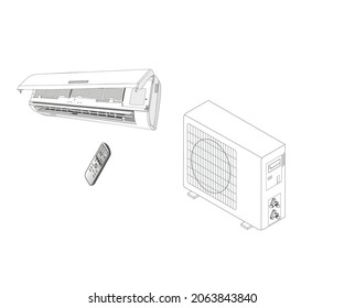 Air Conditioner inlet and outlet vector outline art illustration