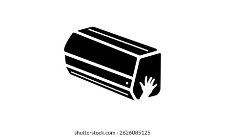 air conditioner installation, black isolated silhouette