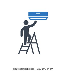 Air Conditioner Installation Icon On White Background