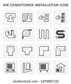 Air conditioner installation vector icon set design.