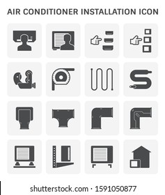 Air Conditioner Installation Vector Icon Set Design.