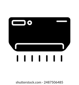 Symbol für die Klimaanlagenzeile. Kühlung, Lüftung, Luftstrom, Raumklimatisierung, HLK, Sommerhitze, Gerät, Temperaturregelung, Energieeffizienz, Reinigung, Wohnkomfort, Kühlsystem