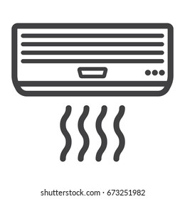 Air conditioner line icon, electric and appliance, vector graphics, a linear pattern on a white background, eps 10.