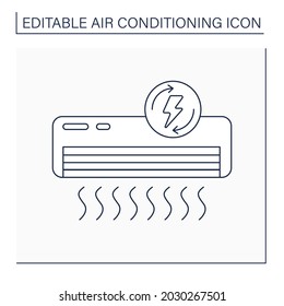 Air conditioner line icon. Energy saver mode.Lowering energy costs.Air conditioning concept. Isolated vector illustration. Editable stroke