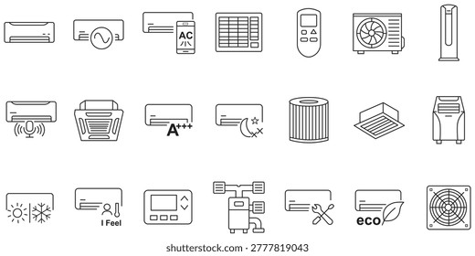 Air conditioner line icon set vector.