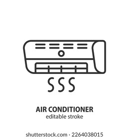 Icono de la línea de aire acondicionado. Señal del vector. Trazo editable.