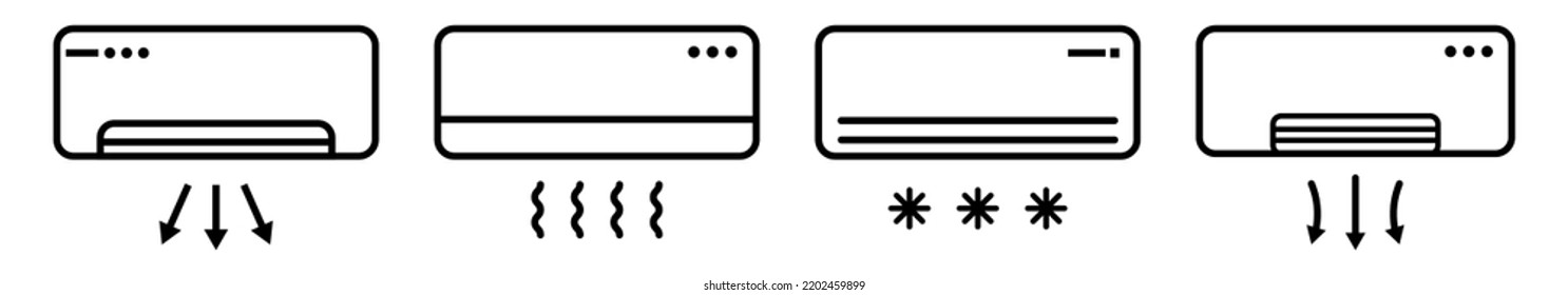 Air conditioner line icons set. Vector illustration isolated on white background
