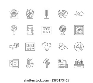 Air conditioner line icons, signs, vector set, outline illustration concept 