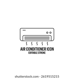 Air Conditioner Line Style Vector Icon Black with White Background Flat Design Illustration 