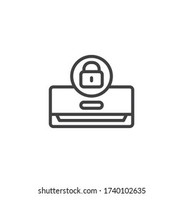 Air conditioner lock mode line icon. linear style sign for mobile concept and web design. Air conditioning blocked outline vector icon. Symbol, logo illustration. Vector graphics