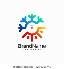 Luftkonditionierungs-Logo mit Temperaturmesserkonzept