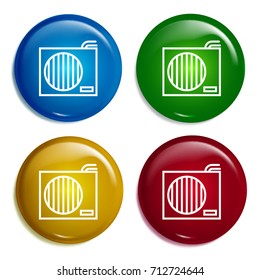 Air conditioner multi color gradient glossy badge icon set. Realistic shiny badge icon or logo mockup