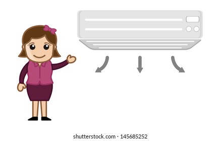 Air Conditioner - Office Character - Vector Illustration