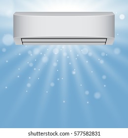 Air conditioner on abstract blue background