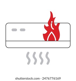 air conditioner on fire icon isolated on White background.