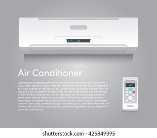 Air conditioner on grey photo-realistic vector
