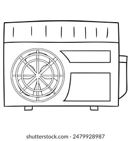 Air conditioner outdoor top-down view illustration hand drawn outline vector