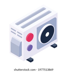 Air conditioner outer hardware device, isometric icon of ac fan 
