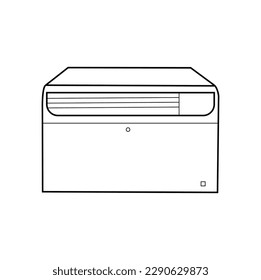 Air Conditioner Outline Icon. AC Line Art Logo. Vector Illustration. Isolated on White Background. Editable Stroke.Air conditioner with remote control icon in outline style isolated on white backgroun
