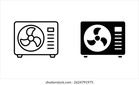Air conditioner outline icons set, Heating, ventilation and cooling systems vector illustration on white background