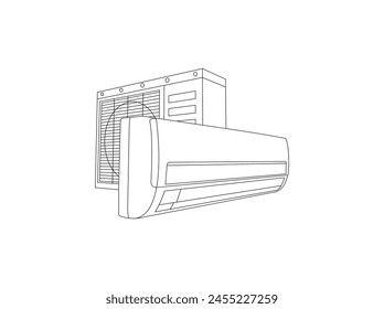 air conditioner outline line art one line drawing vector icon. Air conditioner isolated icon, air conditioning cooling outline vector. vector icons for web design isolated on white background.