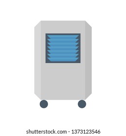 Air conditioner portable type icon. Also called portable air conditioner. For removing heat and moisture from interior of home or office. Easily to move. Divided to evaporative or refrigerated.