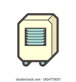 Icono de tipo portátil con acondicionador de aire. También llamado acondicionador de aire portátil. Para eliminar el calor y la humedad del interior del hogar u oficina. Es fácil moverse. Dividido en evaporativo o refrigerado.