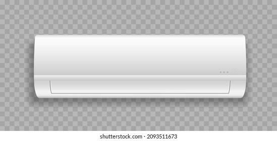Air conditioner realistic. 3d electronic modern appliance for controlling temperature and climate in room isolated on transparent background. Vector illustration